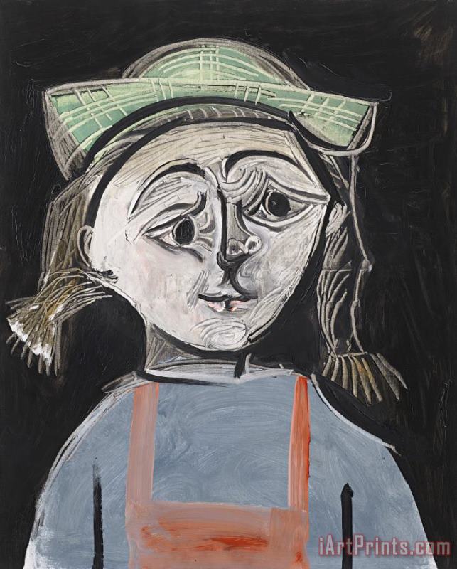 Pablo Picasso Fillette Aux Nattes Et Au Chapeau Vert Art Painting