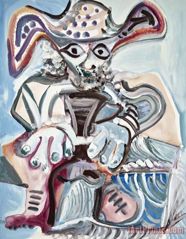 Pablo Picasso Homme Au Chapeau Assis Art Painting