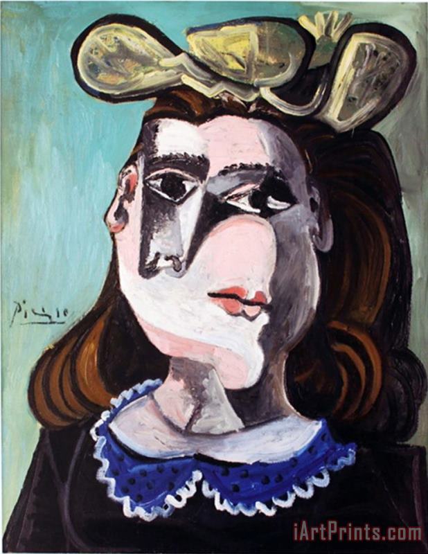 La Femme a La Collerette Bleue painting - Pablo Picasso La Femme a La Collerette Bleue Art Print