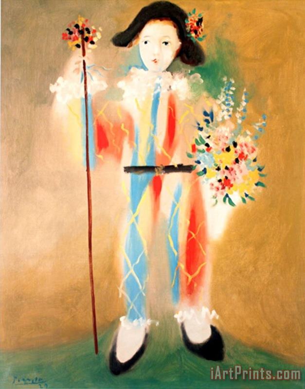 Pablo Picasso Le Petit Pierrot Aux Fleurs Art Painting
