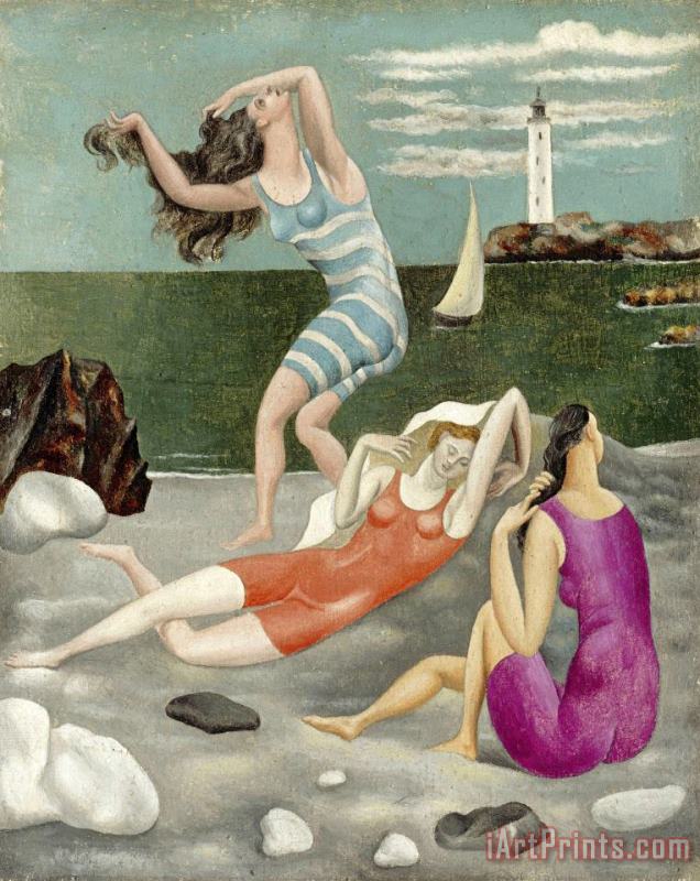 Les Baigneuses (the Bathers) painting - Pablo Picasso Les Baigneuses (the Bathers) Art Print