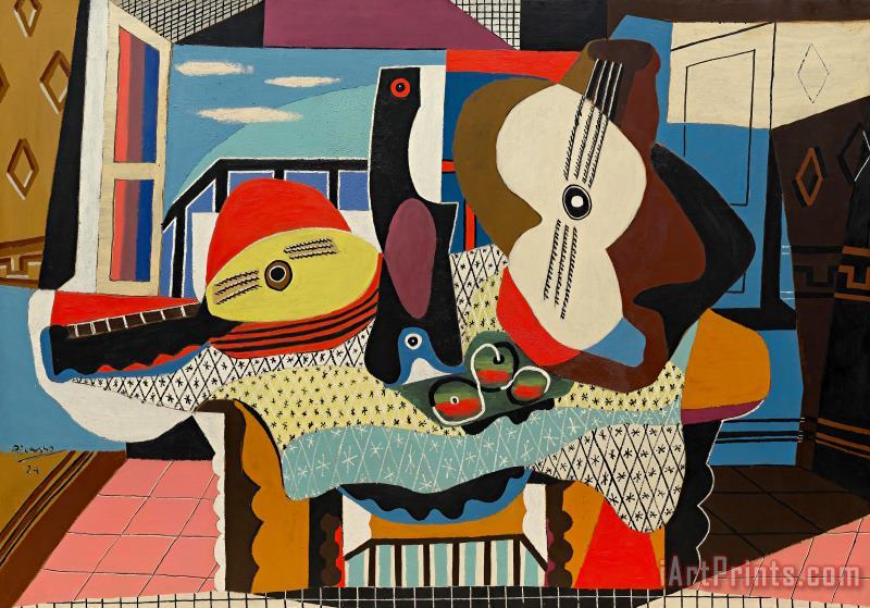 Pablo Picasso Mandolin And Guitar Art Print