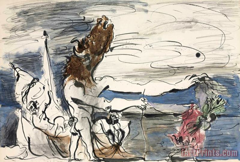 Pablo Picasso Minotaure Aveugle Conduit Par Une Petite Fille, 1934 Art Painting