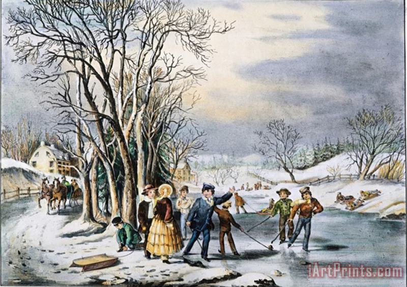 Nathaniel Currier Winter Pastime 1856 painting - Pablo Picasso Nathaniel Currier Winter Pastime 1856 Art Print