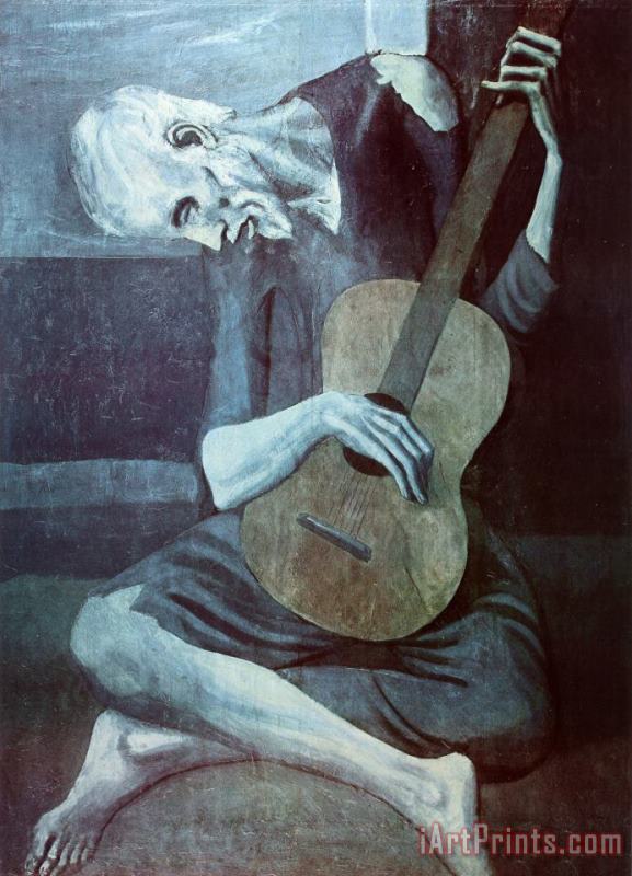 Old Guitarist Art Print Poster painting - Pablo Picasso Old Guitarist Art Print Poster Art Print