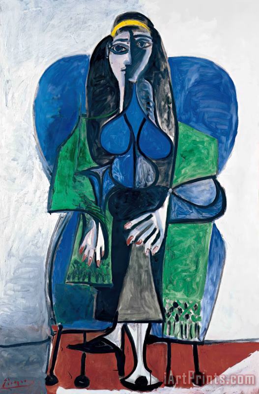 Sitting Woman with Green Scarf painting - Pablo Picasso Sitting Woman with Green Scarf Art Print