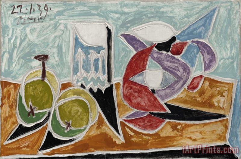 Still Life: Fruits And Pitcher (nature Morte: Fruits Et Pot) painting - Pablo Picasso Still Life: Fruits And Pitcher (nature Morte: Fruits Et Pot) Art Print