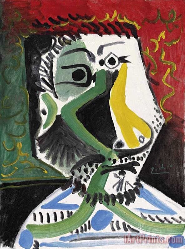 Tete D'homme, 1964 painting - Pablo Picasso Tete D'homme, 1964 Art Print
