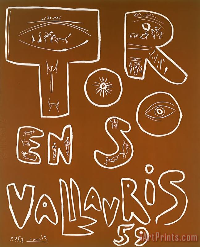 Toros En Vallauris 59, 1959 painting - Pablo Picasso Toros En Vallauris 59, 1959 Art Print