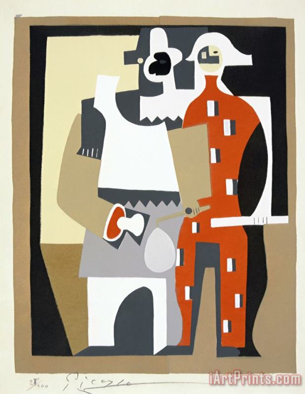 Pablo Picasso Untitled (pierrot And Harlequin) Art Painting