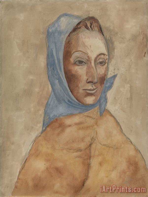Woman with Kerchief (portrait of Fernande Olivier) painting - Pablo Picasso Woman with Kerchief (portrait of Fernande Olivier) Art Print