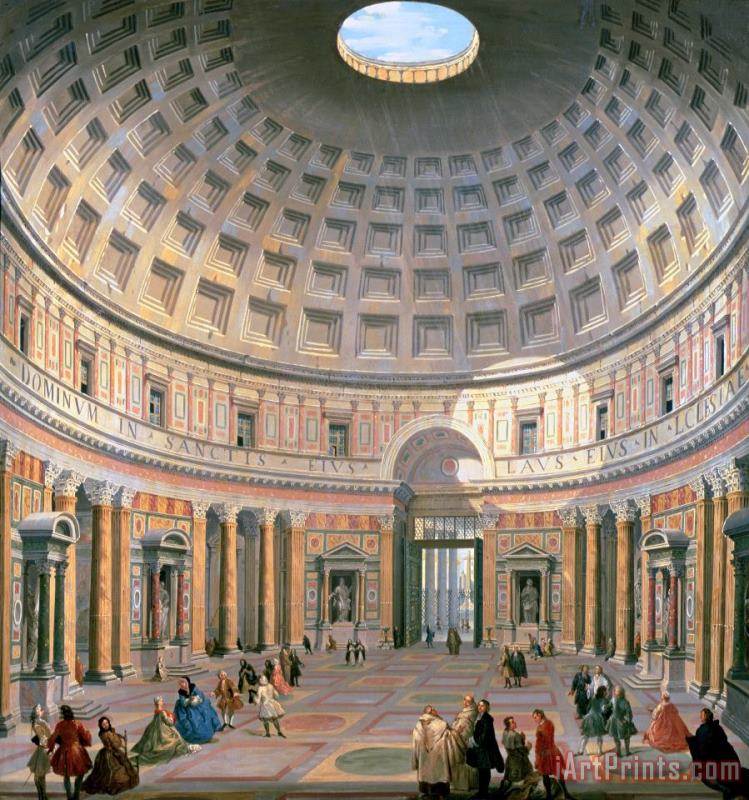 Interior Of The Pantheon painting - Panini Interior Of The Pantheon Art Print