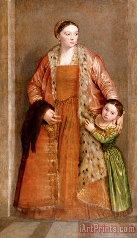 Portrait of Countess Livia Da Porto Thiene And Her Daughter Deidamia painting - Paolo Caliari Veronese Portrait of Countess Livia Da Porto Thiene And Her Daughter Deidamia Art Print