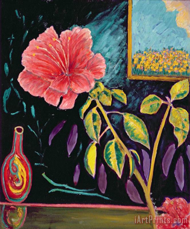 Patricia Eyre Hibiscus With Vase Art Print