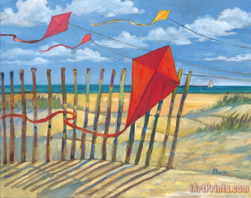 Beach Kites Red painting - Paul Brent Beach Kites Red Art Print