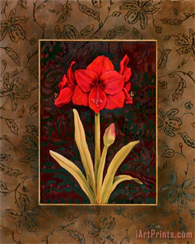 Paul Brent Damask Amaryllis Art Print