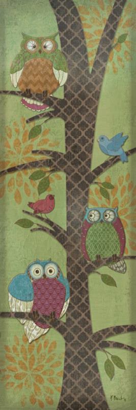 Fantasy Owls Panel I painting - Paul Brent Fantasy Owls Panel I Art Print