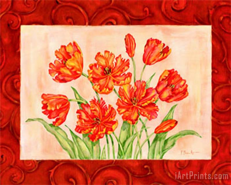 Linen Scroll Tulip painting - Paul Brent Linen Scroll Tulip Art Print