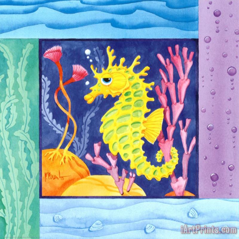Seafriends Seahorse painting - Paul Brent Seafriends Seahorse Art Print