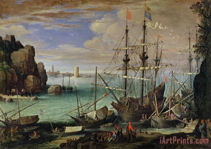 Paul Bril Scene of a Sea Port Art Print