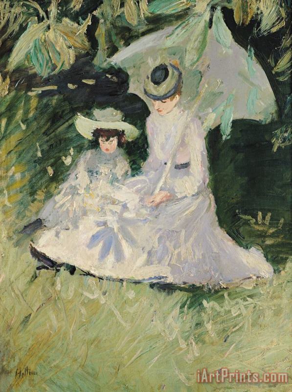 Paul Cesar Helleu Madame Helleu and her Daughter at the Chateau of Boudran Art Print