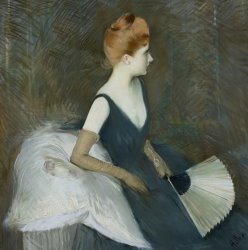 Paul Cesar Helleu Madame Marthe Letellier Sitting On A Sofa painting