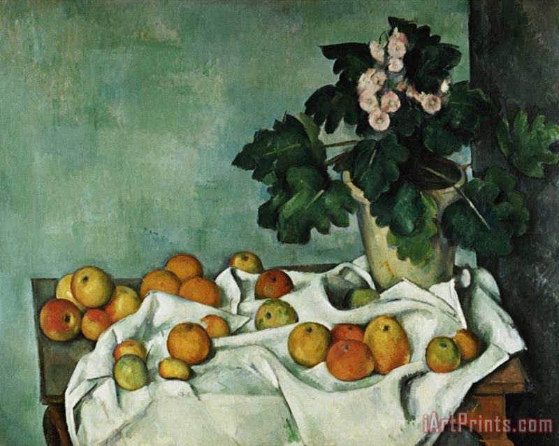 Paul Cezanne Apples And Primroses Art Painting