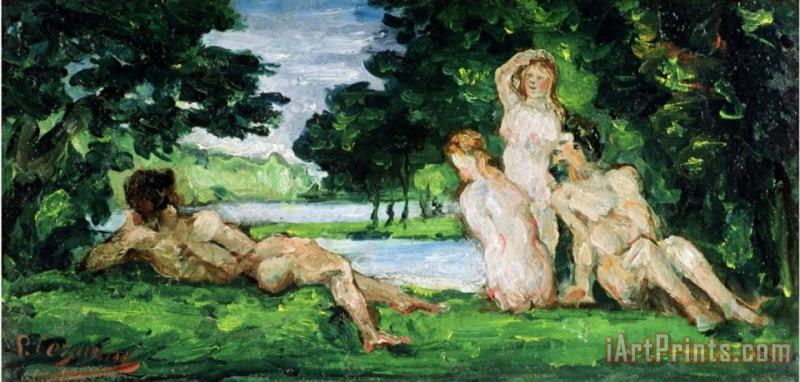 Bathers Male And Female painting - Paul Cezanne Bathers Male And Female Art Print