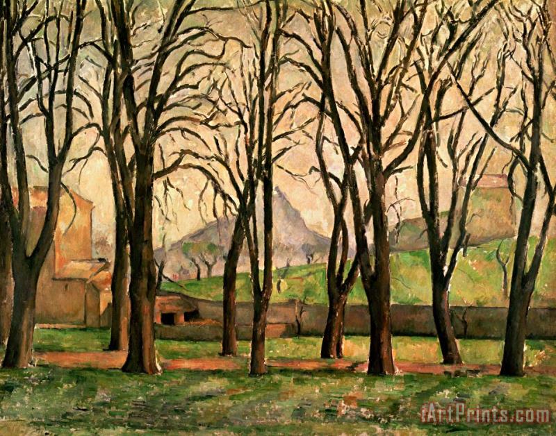 Chestnut trees at the Jas de Bouffan painting - Paul Cezanne Chestnut trees at the Jas de Bouffan Art Print