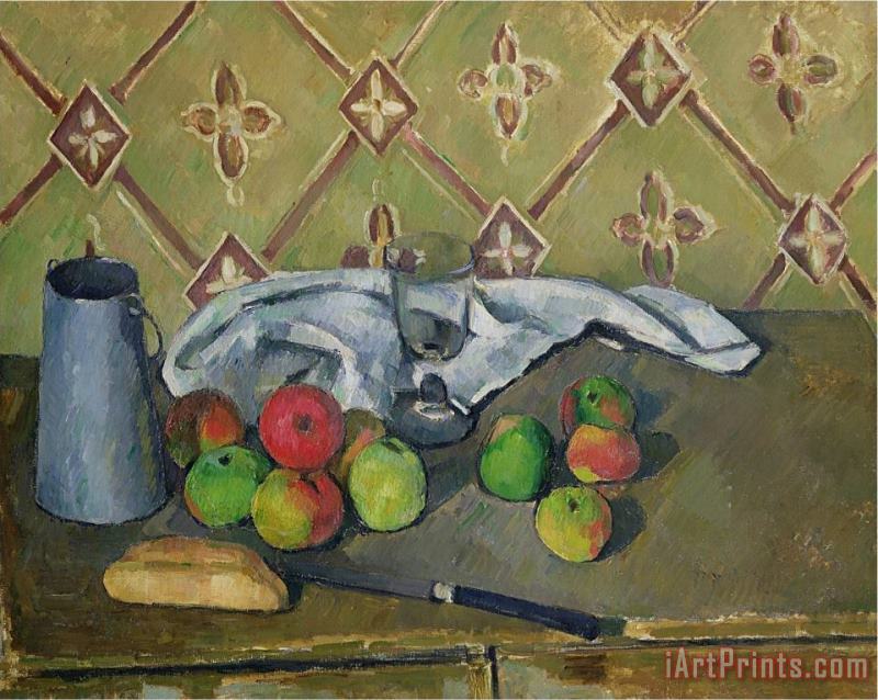 Paul Cezanne Fruit Serviette And Milk Jug C 1879 82 Art Print