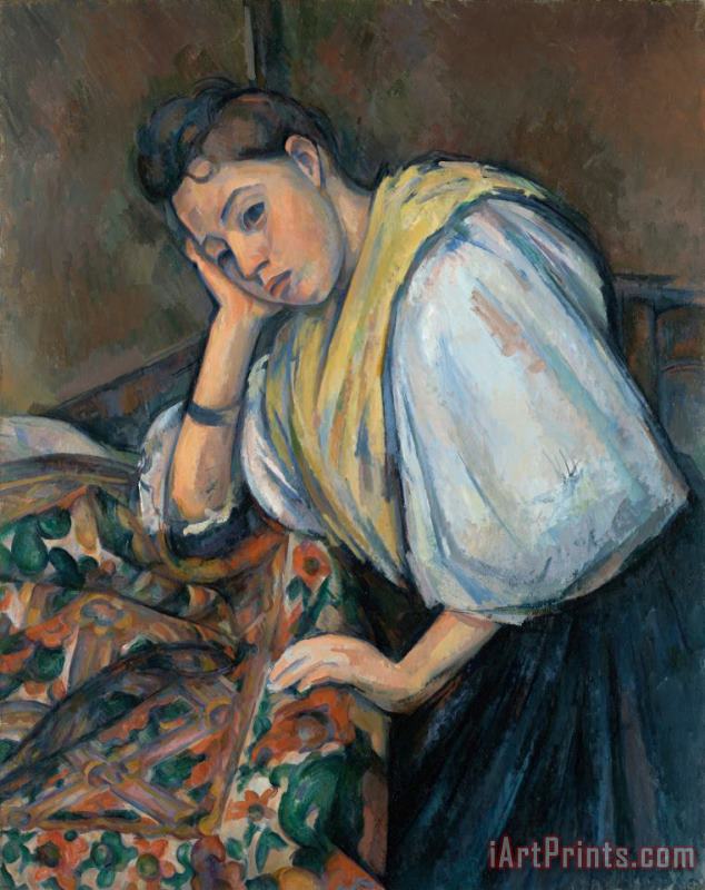 Paul Cezanne Italian Girl Leaning on a Table Art Painting