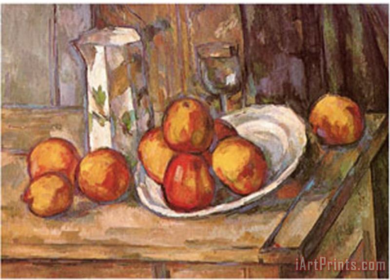 Paul Cezanne Kettle Glass And Plate with Fruit Art Painting