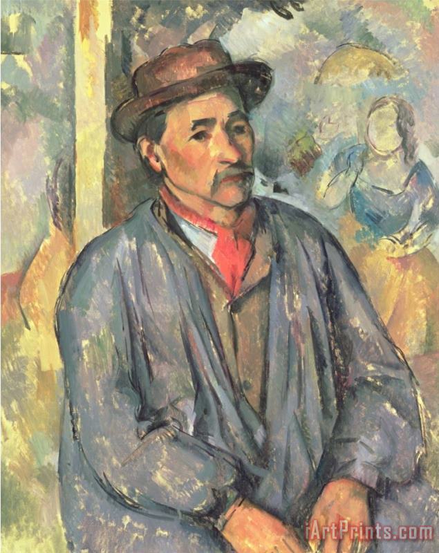 Paul Cezanne Peasant in a Blue Smock 1892 Or 1897 Art Painting