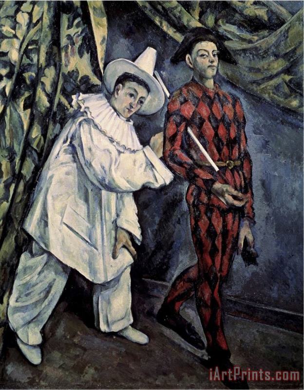 Paul Cezanne Pierrot And Harlequin Art Print