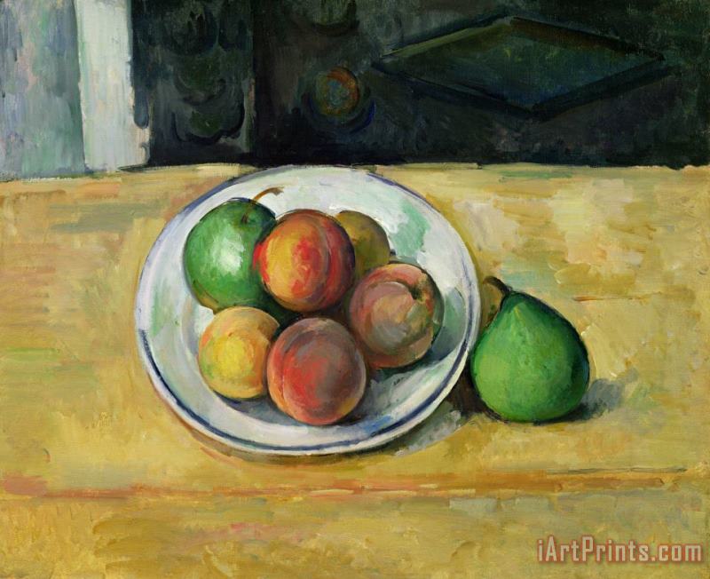 Still Life with a Peach and Two Green Pears painting - Paul Cezanne Still Life with a Peach and Two Green Pears Art Print