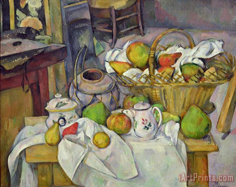 Still life with basket painting - Paul Cezanne Still life with basket Art Print
