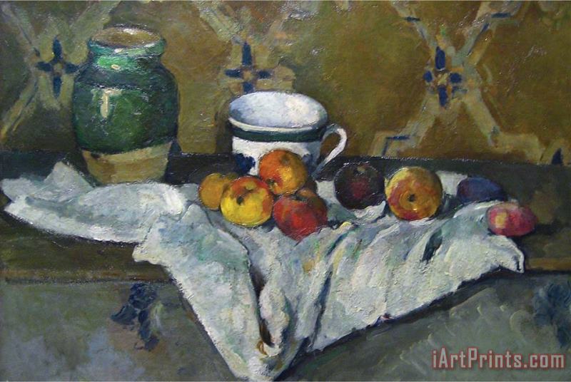 Still Life with Cup Jar And Apples painting - Paul Cezanne Still Life with Cup Jar And Apples Art Print
