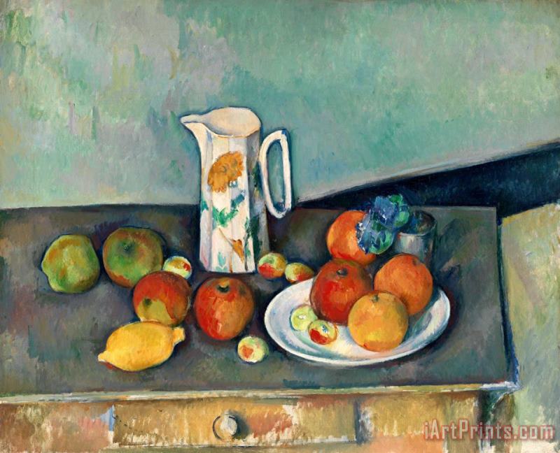 Paul Cezanne Still Life with Milkjug And Fruit Circa 1886 90 Art Print