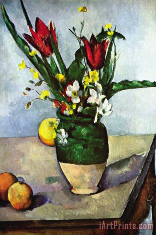 Paul Cezanne Still Life with Tulips And Apples Art Painting