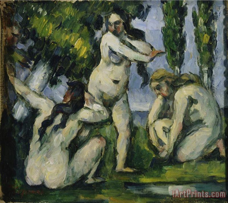Three Bathers painting - Paul Cezanne Three Bathers Art Print