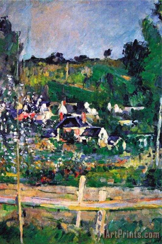 Paul Cezanne Village Behind The Fence Art Painting