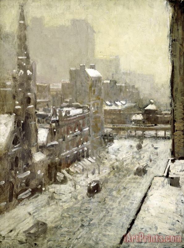 Paul Cornoyer Winter in The City Art Painting