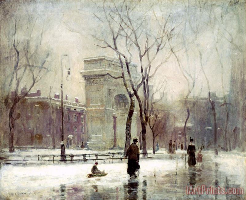 Paul Cornoyer Winter in Washington Square Art Print
