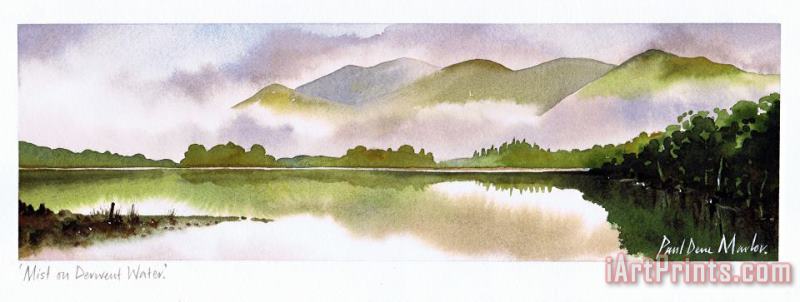 Mist on Derwent Water painting - Paul Dene Marlor Mist on Derwent Water Art Print