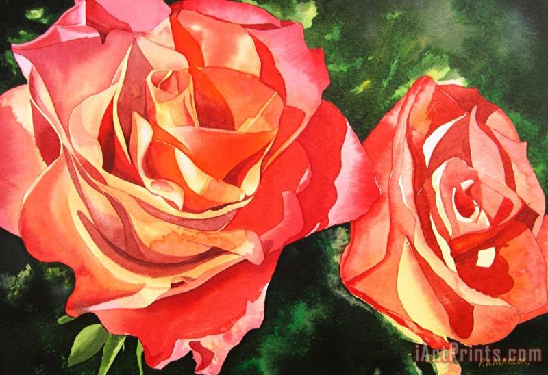 Red Roses painting - Paul Dene Marlor Red Roses Art Print