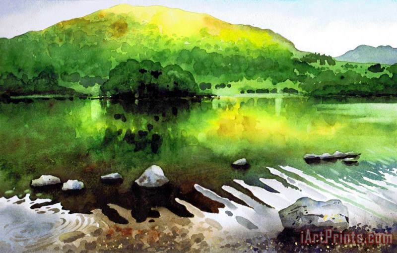 Ripples on Rydal Water painting - Paul Dene Marlor Ripples on Rydal Water Art Print
