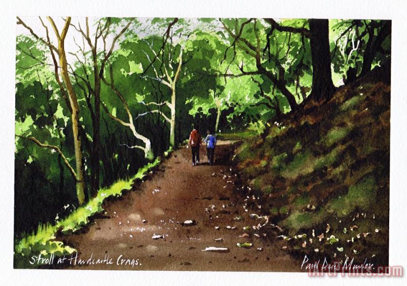 Stroll at Hardcastle Crags painting - Paul Dene Marlor Stroll at Hardcastle Crags Art Print