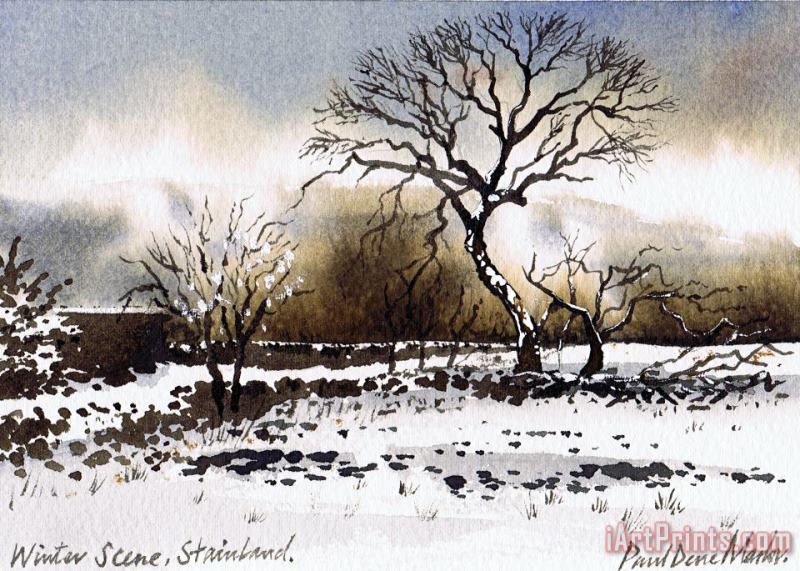 Winter Scene Stainland painting - Paul Dene Marlor Winter Scene Stainland Art Print