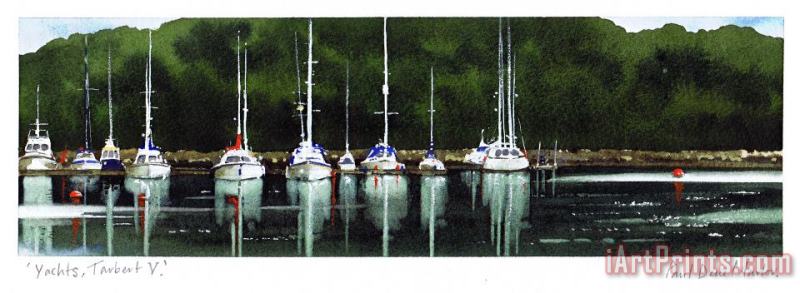 Yachts Tarbert V painting - Paul Dene Marlor Yachts Tarbert V Art Print