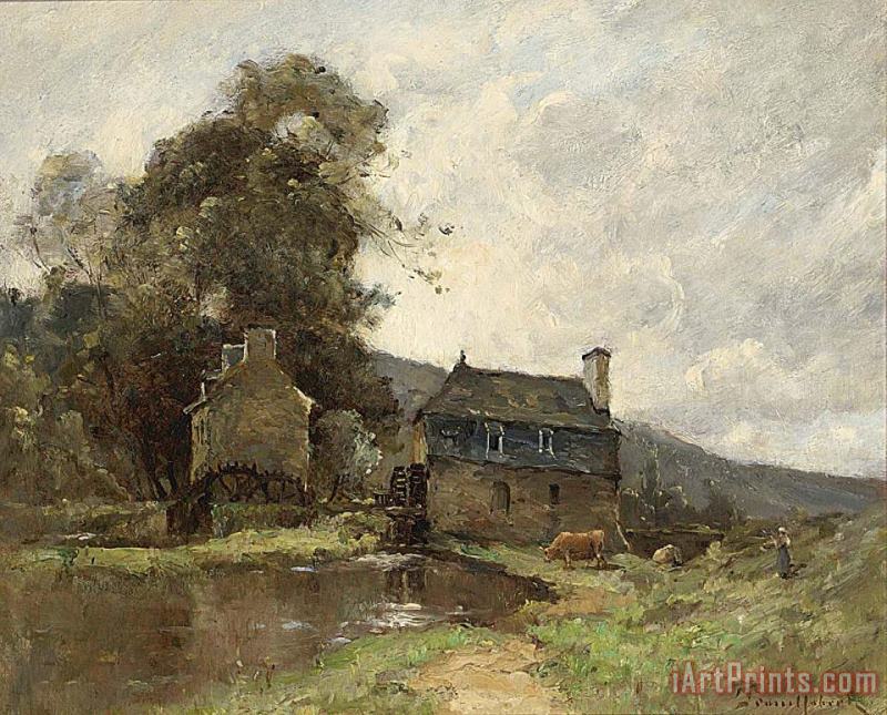 Paul Desire Trouillebert Cowherd by a Mill Art Painting